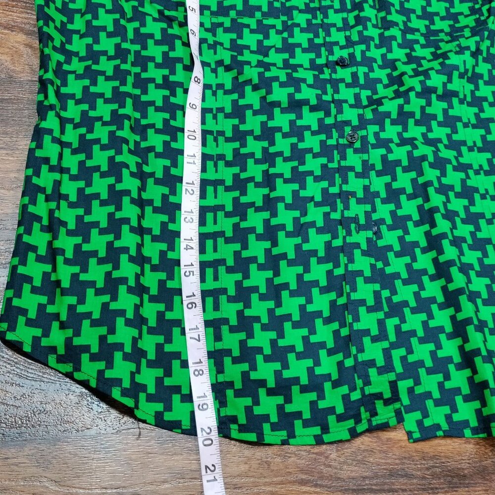 Michael MICHAEL KORS Green Geometric Pattern Button Up Long Sleeve Shirt Size 1X - Picture 9 of 9